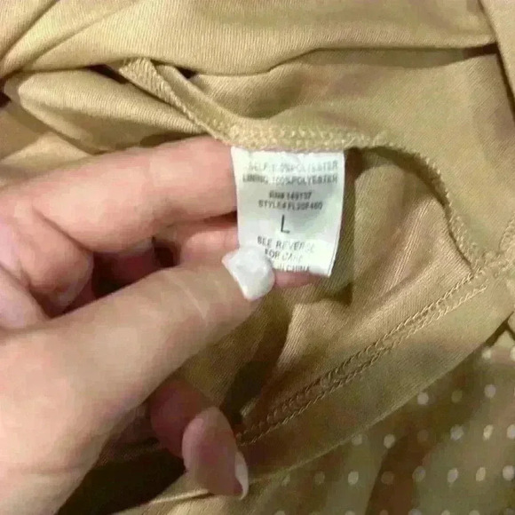 Favlux Fashion Off the Shoulder Tan with White Dots Tiered Dress Size Large - Picture 7 of 7